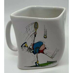 Vintage Comic Tennis Coffee Mug 1992 "The Results Of Over-Serve" Funny